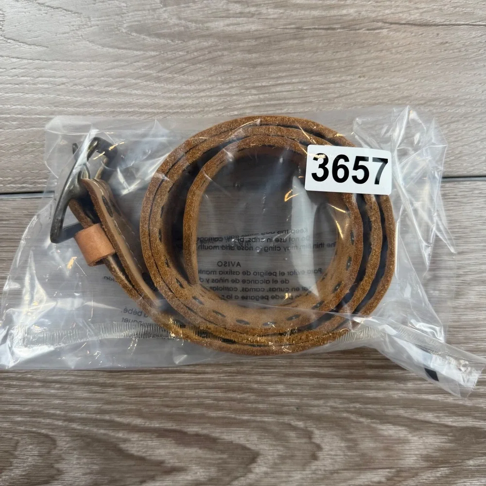 Hollister Women Belt Studded Perforated Genuine Leather Tan Small
